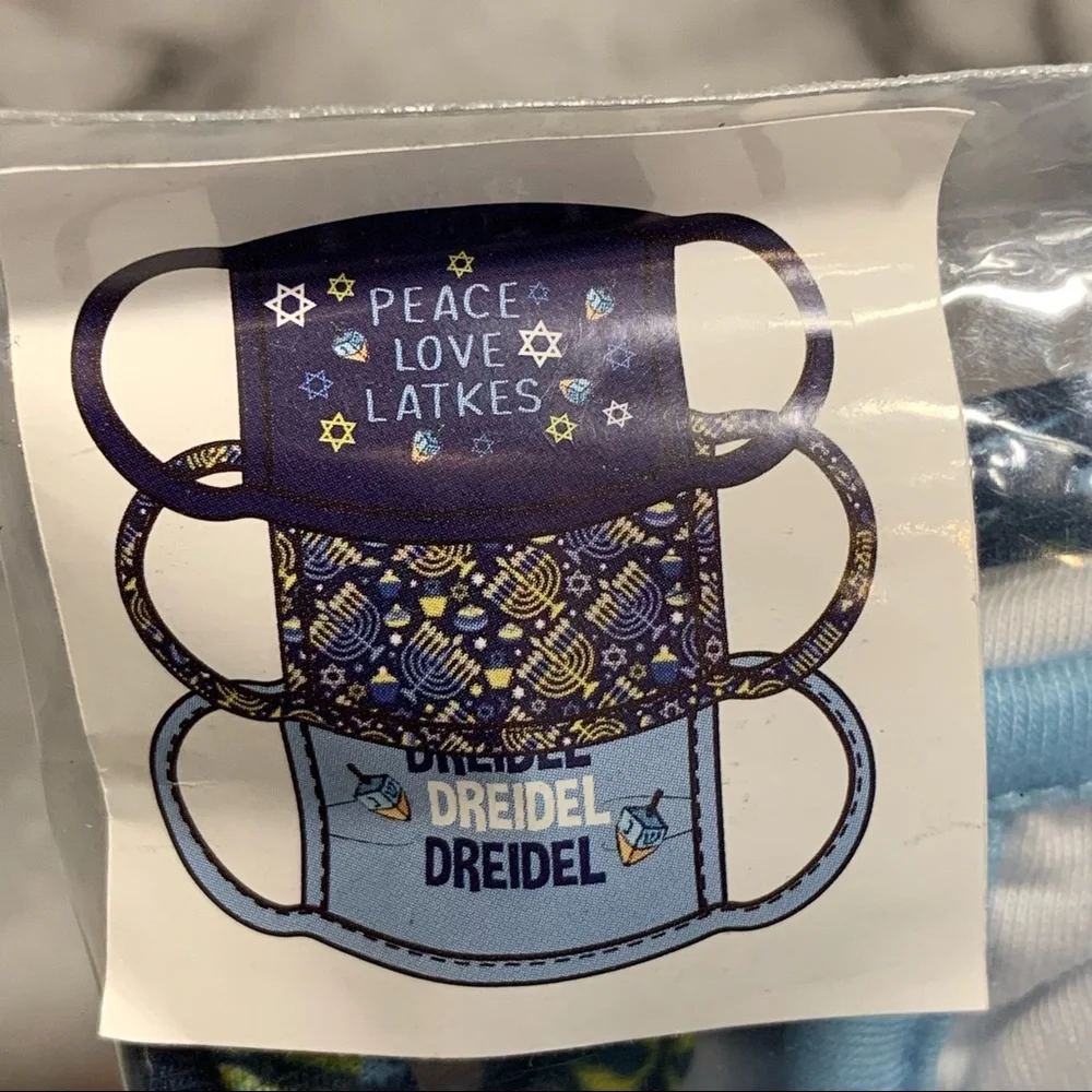 Nolan Originals Jewish-Themed Chanukah Youth Face Masks 3-Pack
